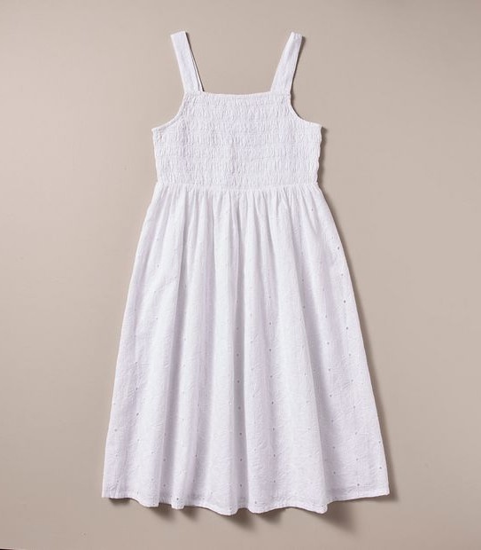 Shirred Broderie Dress