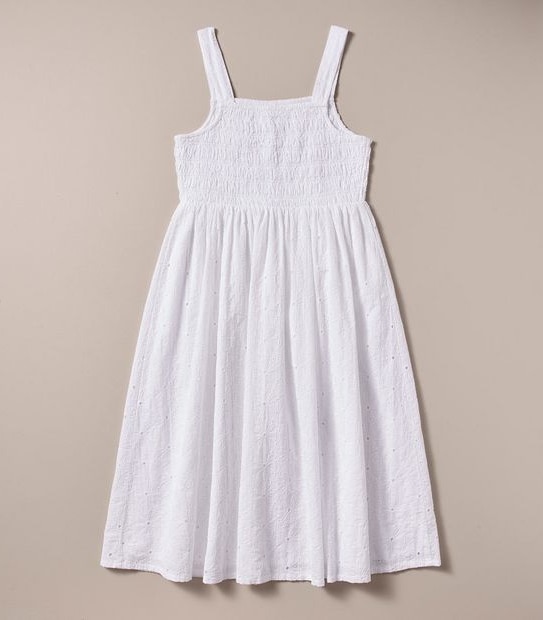 Shirred Broderie Dress