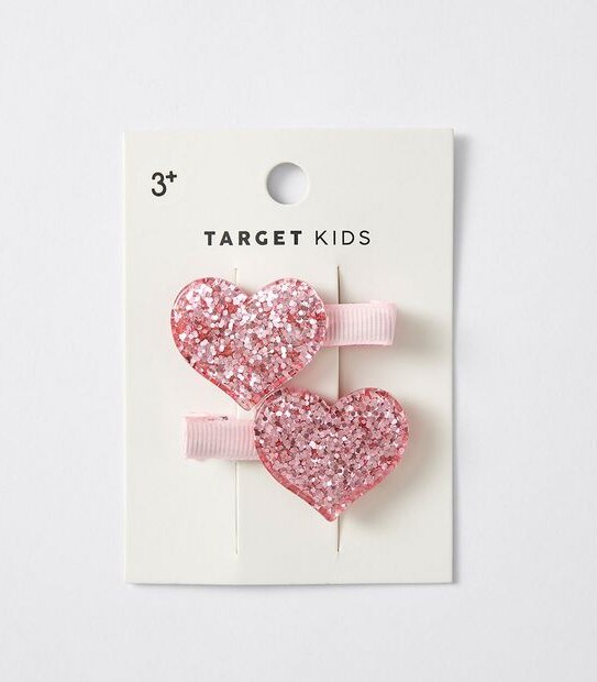 Kids Resin Heart Hairclips 2 Pack