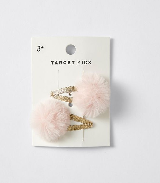 Kids Fur Pom Pom Hairclips 2 Pack