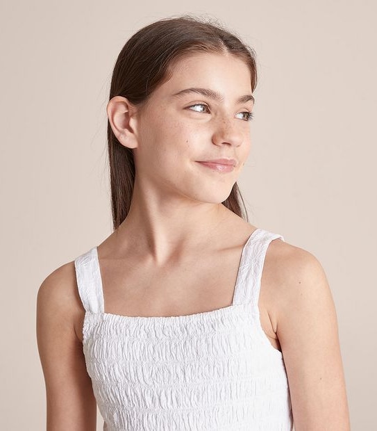 Shirred Broderie Dress