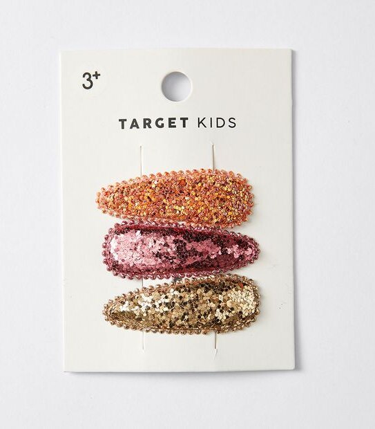 Kids Glitter Snap Hairclips 3 Pack