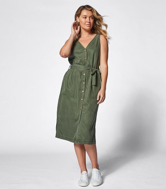 V-Neck Button Through Dress