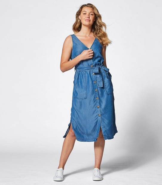 V-Neck Button Through Dress