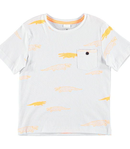 Boys' Short Sleeve Neon Corcodile Print T-Shirt