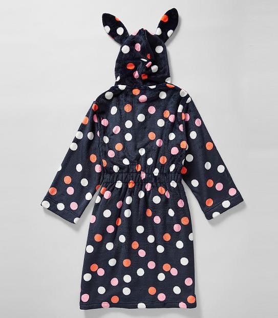 Spot Coral Fleece Dressing Gown With Bunny Ears