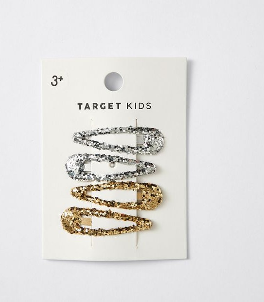 Kids Glitter Snap Hairclips 4 Pack