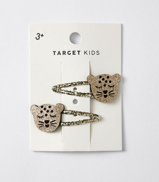 Kids Leopard Face Hairclips 2 Pack