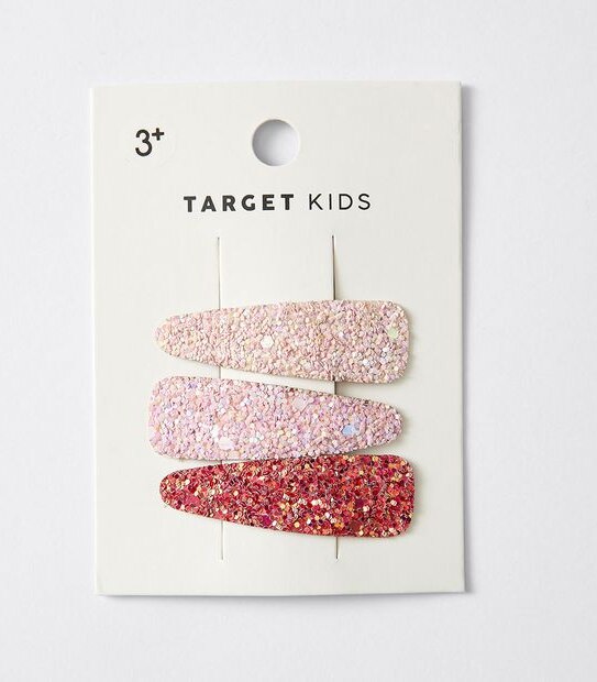 Kids Glitter Snap Hairclips 3 Pack
