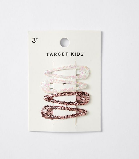 Kids Glitter Snap Hairclips 4 Pack