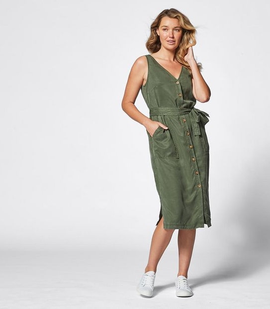 V-Neck Button Through Dress