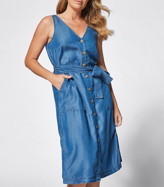 V-Neck Button Through Dress