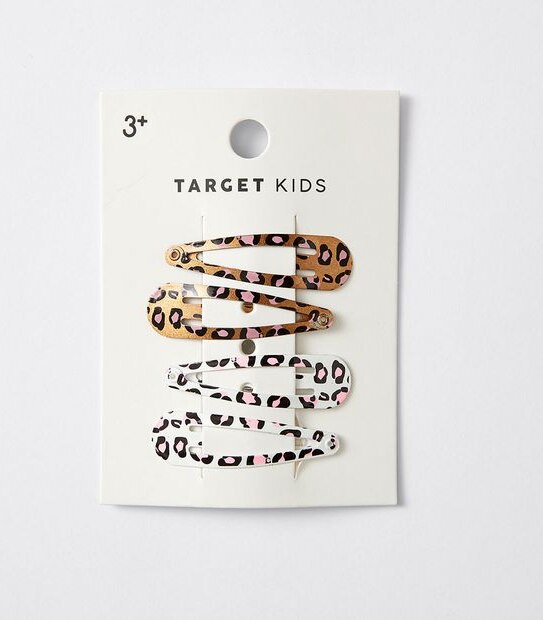 Kids Leopard Snap Hairclips 4 Pack