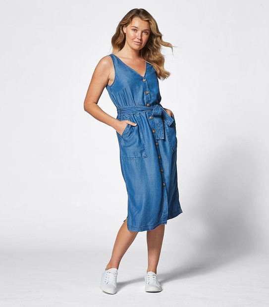 V-Neck Button Through Dress