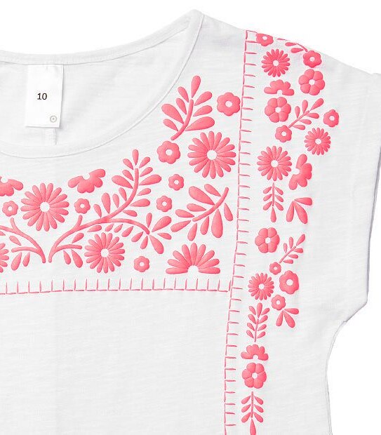 Short Sleeve Puff Paint Floral T-Shirt