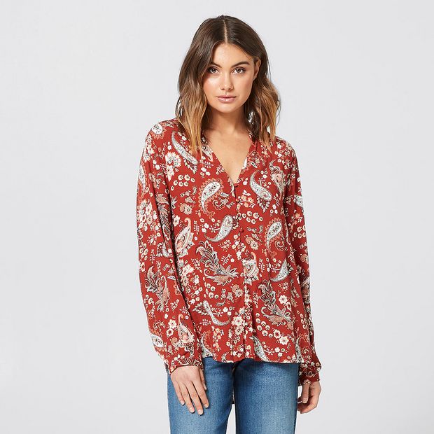 red peasant blouse
