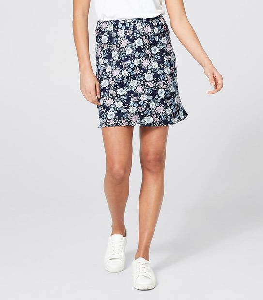 Lily Loves Bias Slip Mini Skirt - Black Retro Floral