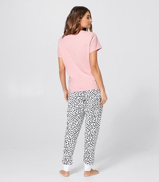 Short Sleeve and Long Leg Pyjama Set - Pink Spotted Sunrise Sunset