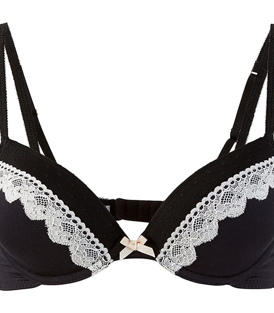 Lily Loves 2 Pack Plunge Bras - Black/Snow White