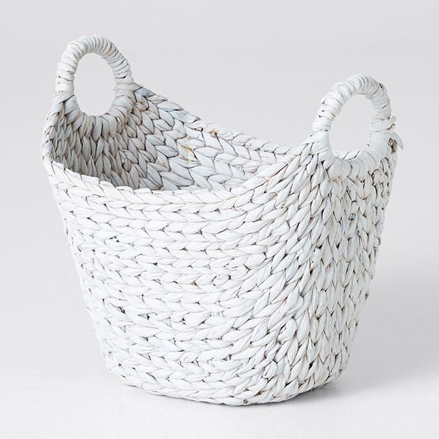 Hyacinth Curved Niknak Basket - White Hyacinth Curved Niknak Basket - White