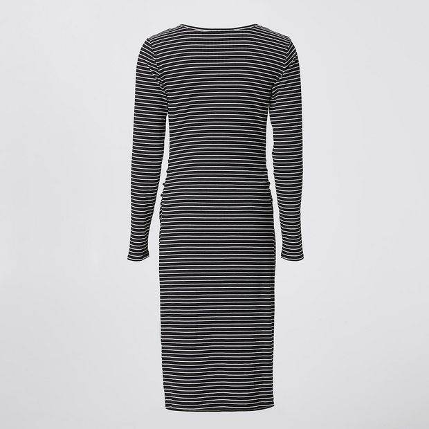Maternity Long Sleeve Ribbed Bodycon Dress - Black/White Stripe | Target  Australia