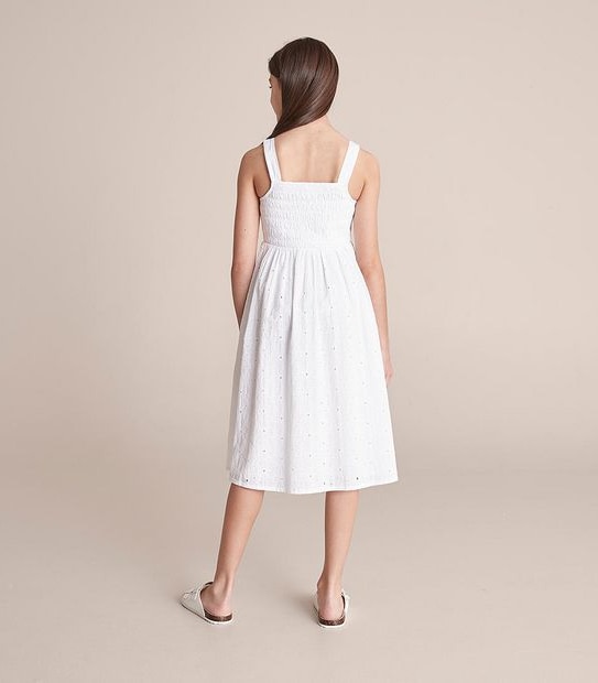 Shirred Broderie Dress