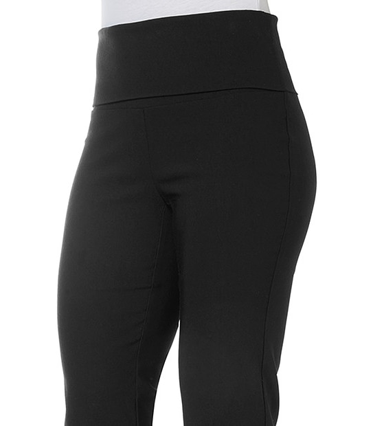 Bengaline Foldover Waist Pants - Black
