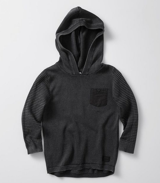 Acid Wash Hooded Knit Pullover.