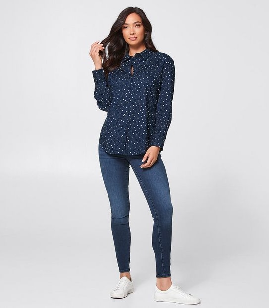 Courtney Shirt - Navy Blue/White Spot