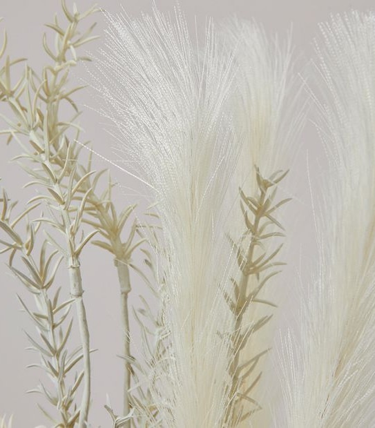 Faux Dried Flowers in Ribbed Vase