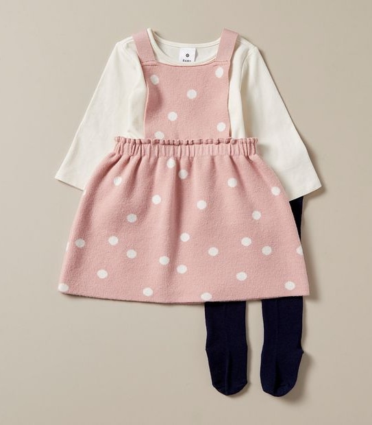 3 Piece Baby Knit Pinafore Set