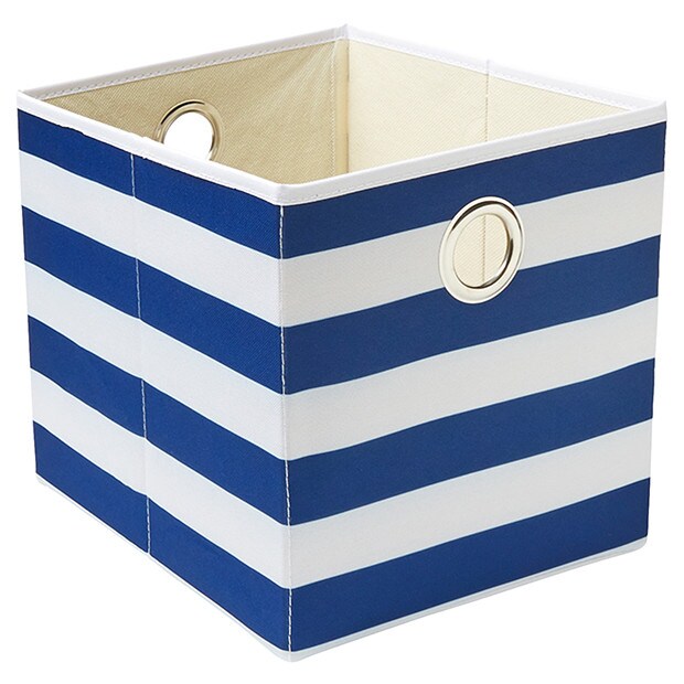 Single Folding Fabric Cube - Navy Stripe Single Folding Fabric Cube - Navy Stripe