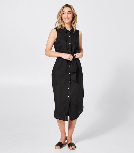 Linen Shirt Dress Black Target Australia