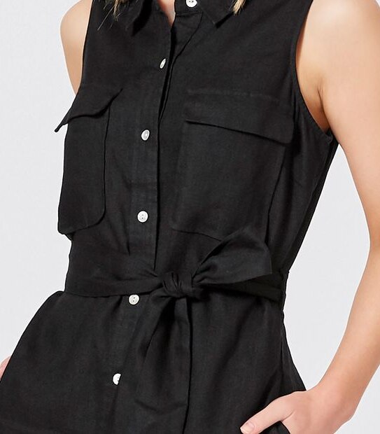 Linen Shirt Dress - Black 4 of 4