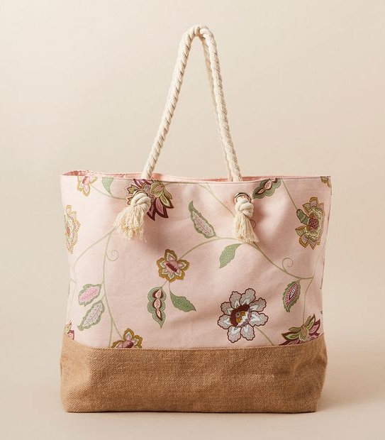 Beach Tote Bag - Batik Floral
