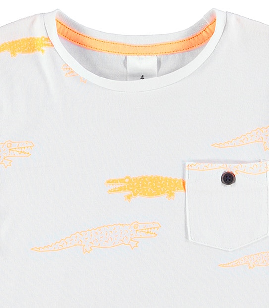 Boys' Short Sleeve Neon Corcodile Print T-Shirt