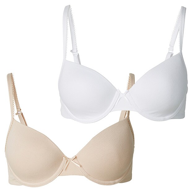 2 Pack Underwire T-Shirt Bra, Style:CN1434GV - Skin/White