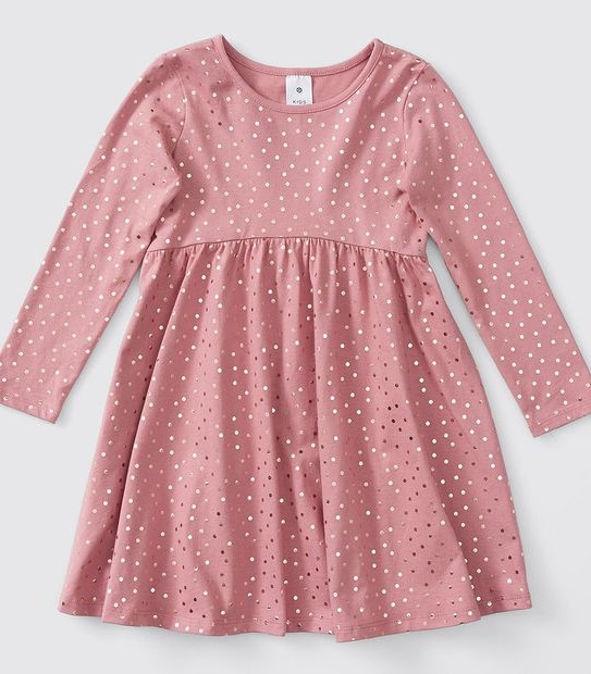 Polka Dot Foil Print Dress - Pink