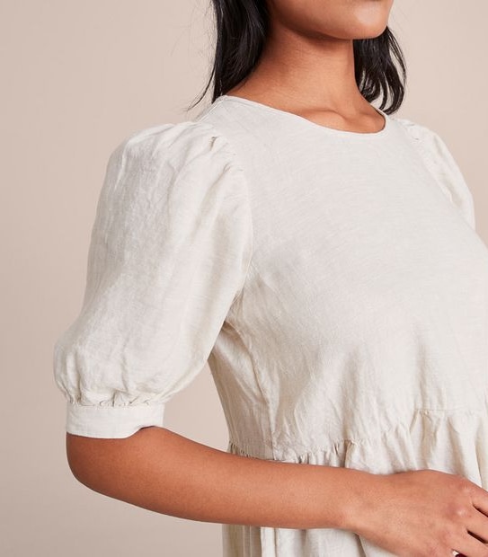 European Linen Tiered Midi Dress
