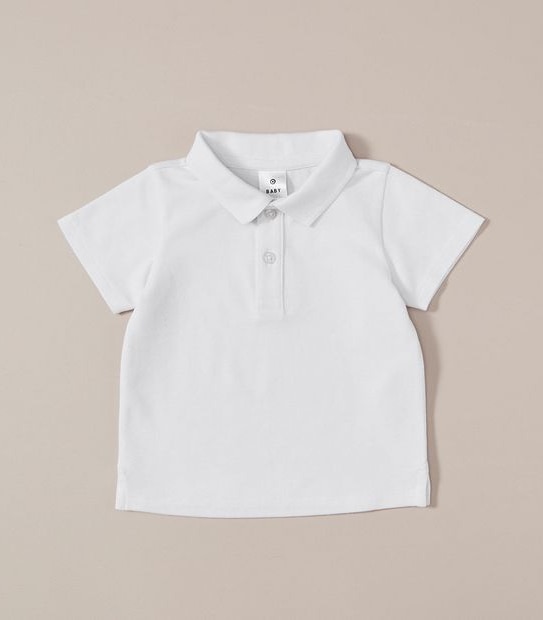 S23 247091_01 BOYS SS POLO SHIRT PLAIN WHITE