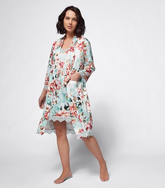 Preview Satin and Lace Trim Gown
