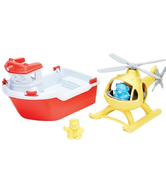 Green Toys Rescue Boat & Helicopter