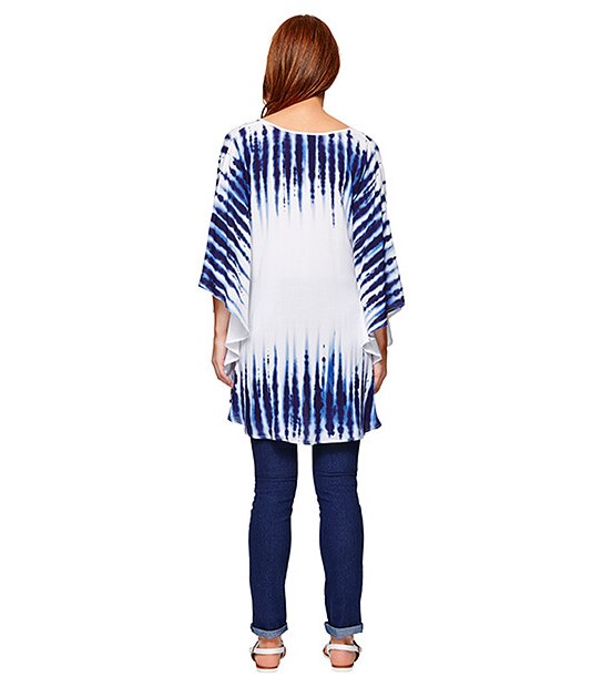 Keyhole Kimono - White / Blue 3 of 4