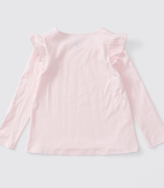 Organic Cotton Long Sleeve Frill Shoulder Top - Pink