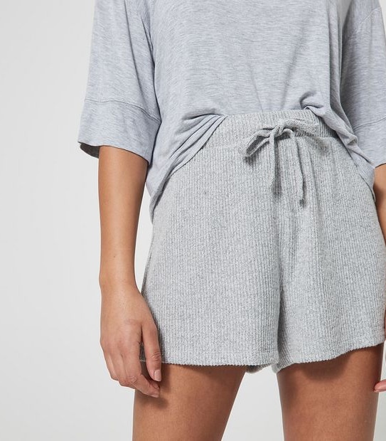 Lily Loves Ribbed Sleep Shorts - Grey Marle