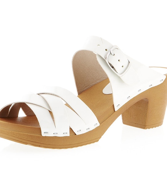 Free Fusion Nova Patent Clog Sandals - White