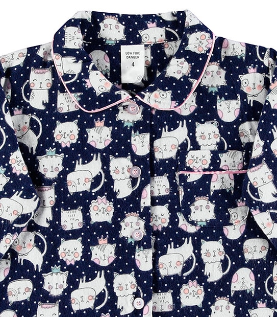 Princess Cat Print Flannelette Pyjama Set