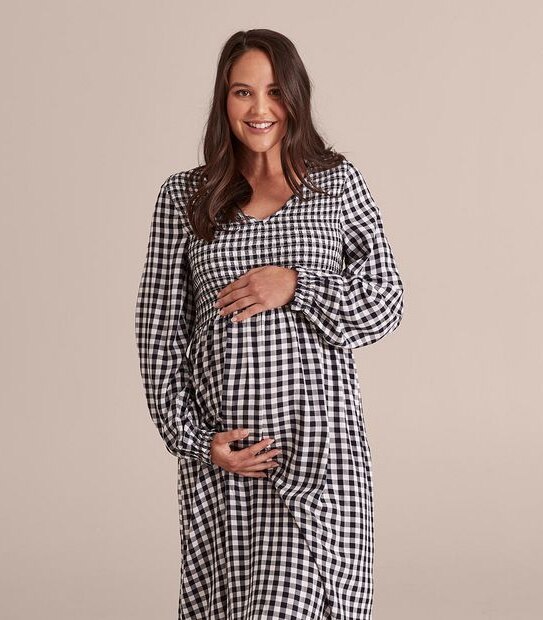 Maternity Shirred Midi Dress