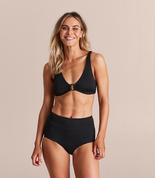 Ribbed High Waist Swim Bikini Briefs