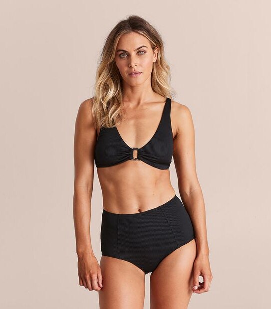 Ribbed High Waist Swim Bikini Briefs
